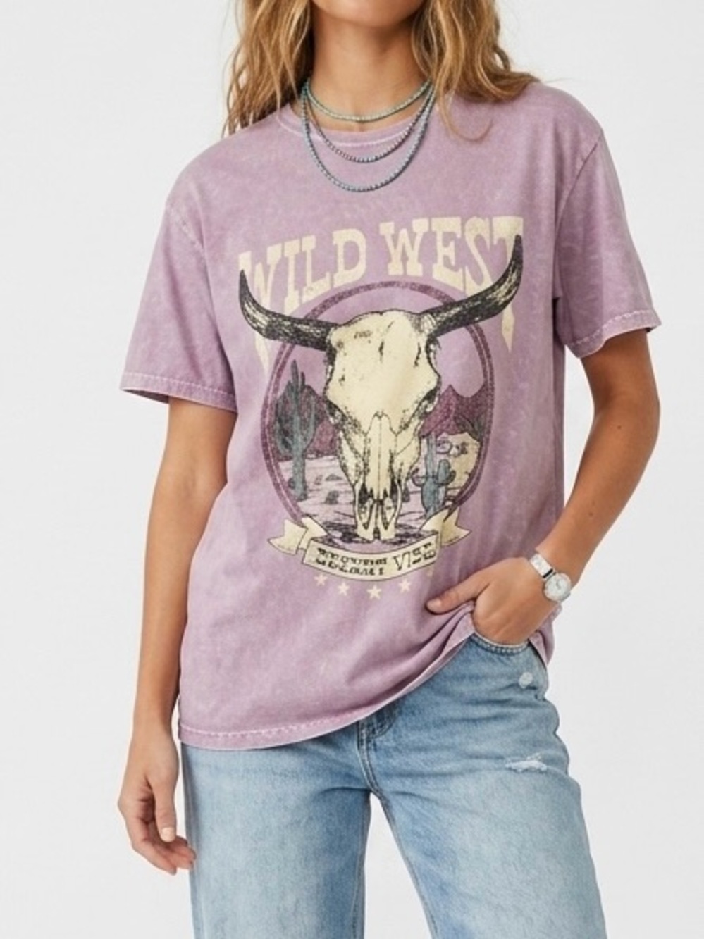 Altar'd State Wild West Graphic Tee Size XS/S Mauve Western-Inspired Retro